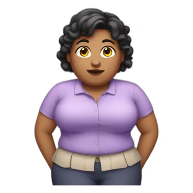 fat girl with dark hair teacher in a lilac shirt sticker