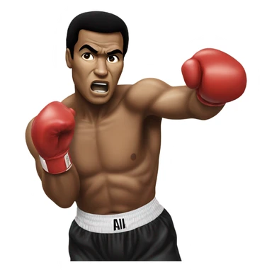 mohammed Ali pose, left hand punch to the viewer sticker