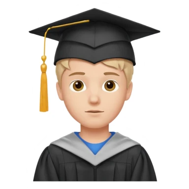 White Boy Collage Student with Student Hat on his Head sticker