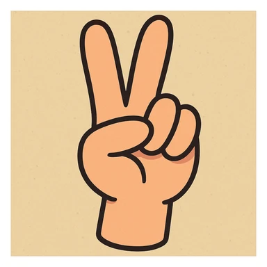 cartoon style hand showing a peace sign gesture with the ring finger touched by the thumb, colorful, playful sticker