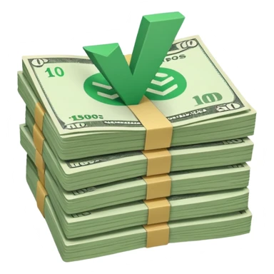 stack of bills facing up with green tick in the background sticker