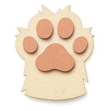 fluffy cat paw, paper craft style, layered paper, visible cut edges sticker