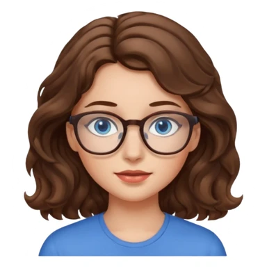 Fille brune cheveux ondulés yeux bleus lunettes sticker