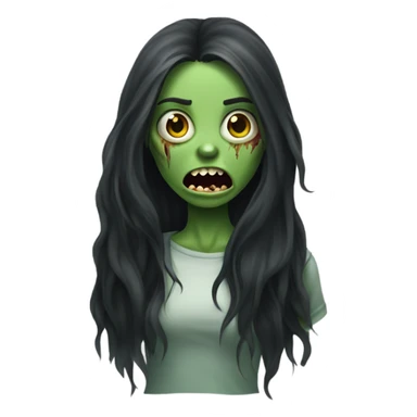 Green Zombie brunette long hair girl with mouth open horror  sticker