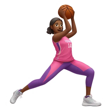 woman stretching wearing a pink basketball jersey sticker