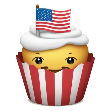 Happy cupcake with an American flag sticker