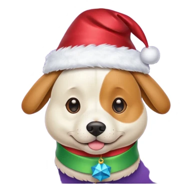 Dog in new yaer hat wrapped paper new yaer  sticker