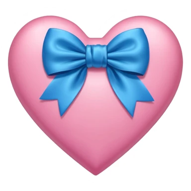 pink heart with blue bow sticker
