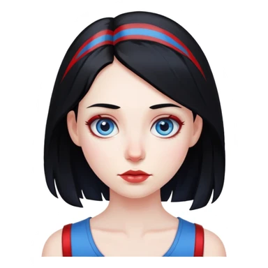 Girl-pale-black hair-red stripe hair-blue eyes sticker