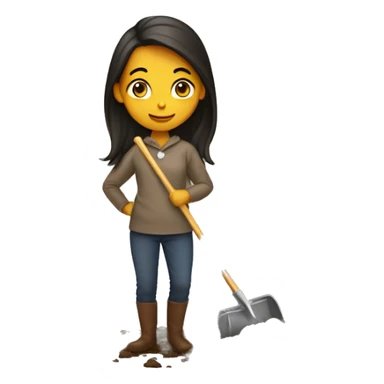 Girl shoveling horse poop sticker