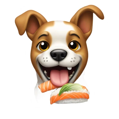 Dog holding a sushi roll sticker