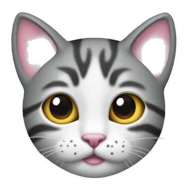 Cat with clear white face, little black spot like mustache under nose, pink ears, and forehead and under ears the fur is blach, yellow eyes  sticker