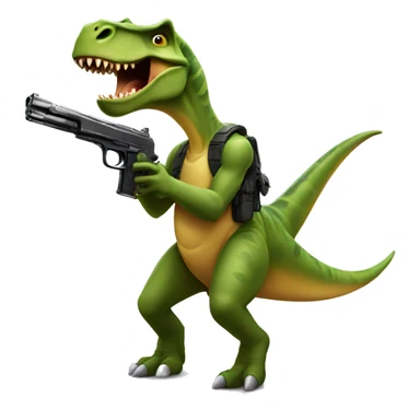 A dinosaur with a gun sticker