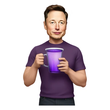 elon musk holding a fat cup of purple juice sticker