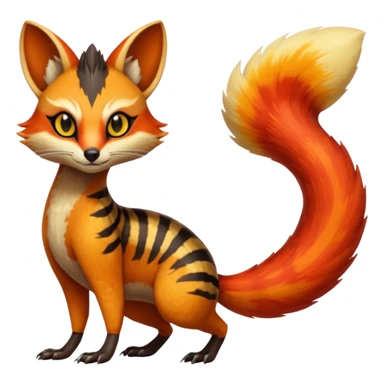 Fiery Wicked Cool Hot Badass Genet-Numbat-Sergal-Meloetta-Vernid-fusion-hybrid-creature sticker