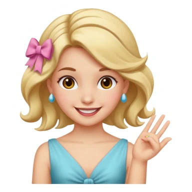 Emoji qui sourire avec un doigt d’honneur et un noeud dans les cheveux ils faut que se soit girly sticker