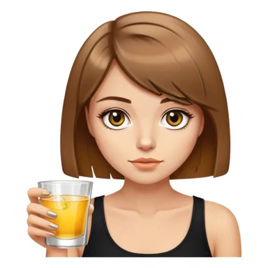 light brown hair girl with short bob with a shot of tequila wearing black sticker
