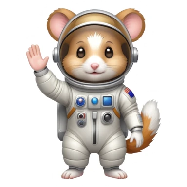 space hamster in a spacesuit waving his hand sticker