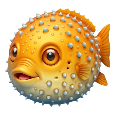 puffer fish, only eye, apple emoji style sticker