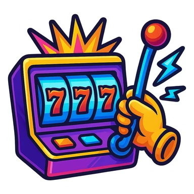 colorful slot lever being pulled, Twitch emote style, vibrant colors, digital art style sticker