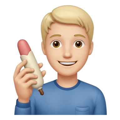 Penis in hand smiling face sticker