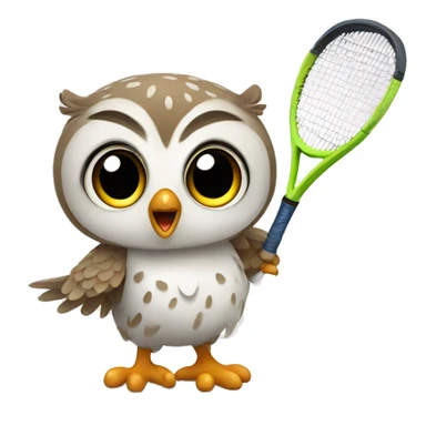 Baby owl playing tennis sticker
