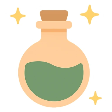 cute magic potion bottle stars are shining around add different details FA9B41, 4A7C5C,96775A,FFCC9A  sticker