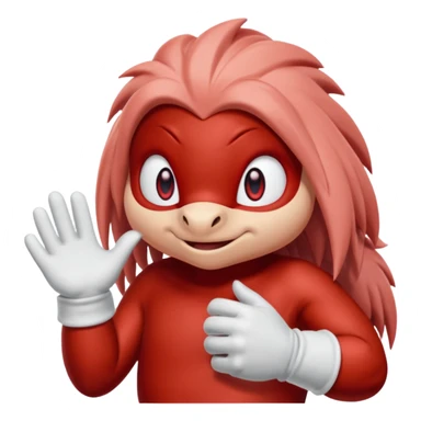 Sonic the hedgehogs friend knuckles a red animal with peach arms and white gloves he’s a echidna with red eyes sticker
