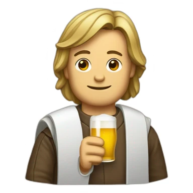 Luk Skywalker boit une bière sticker