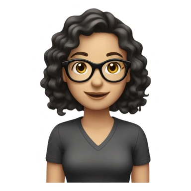Happy birthday white girl with dark wavy hair and glasses sticker
