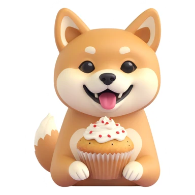 shiba inu eating muffins sticker