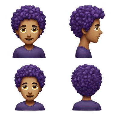 European man, purple curly hair, teenager, earring. sticker