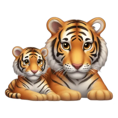 tiger and baby tiger sticker