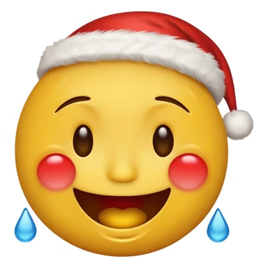 Laughing emoji with christmas yellow face only with tears in eyes sticker