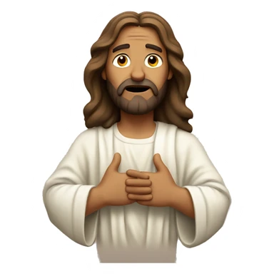 jesus shrugging with hands  sticker