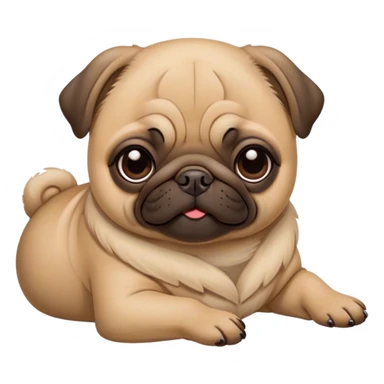 Cinematic Meme-Worthy Chubby Sleeping Fawn Pug Portrait Emoji, Head resting peacefully with a contented smile, showcasing a delightfully chubby build and a luxuriously soft fawn coat, eyes shut in a serene nap, Simplified yet hilariously adorable features, highly detailed, glowing with a soft, drowsy light, high shine, relaxed and utterly lovable, stylized with an air of playful laziness, bright and heartwarming, soft glowing outline, capturing the essence of a comically sleepy companion, so meme-worthy it feels like it could instantly become the next viral sensation of adorable slumber! sticker
