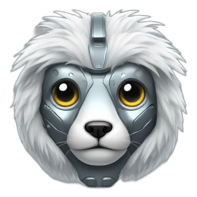 Cyber futuristic silver furry robot  sticker