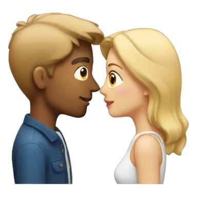Couple kissing woman with long brown hair man with short blonde hair sticker