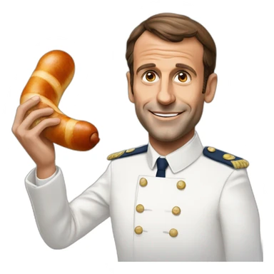 emmmanuel macron holding a saussage sticker