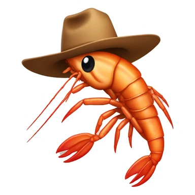 Prawn wearing a cowboy hat sticker