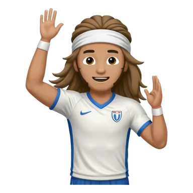 Long Haired Football Players, Player celebrating goal with headband, full body sticker