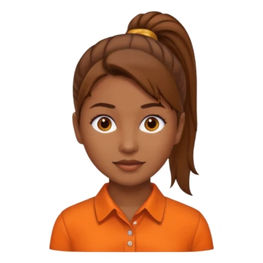 brown ponytail woman in orange collared shirt sticker
