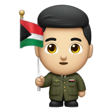 Kim Jung Un holding Palestinian flag sticker