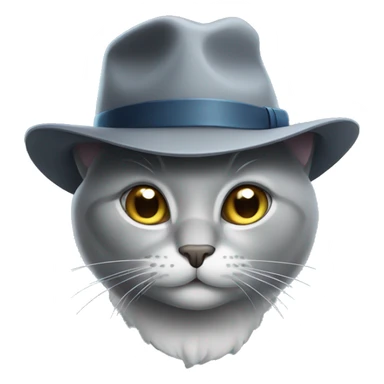 a grey cat with a fedora sticker