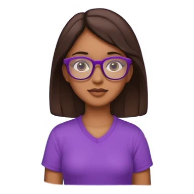 Chica de pelo moreno con gafas, lleva camisa violeta. Piel morena clara. Con Torre de Hércules detrás sticker