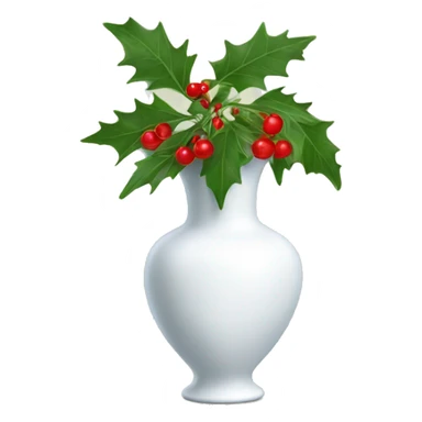 white pretty vase with hollies sticker
