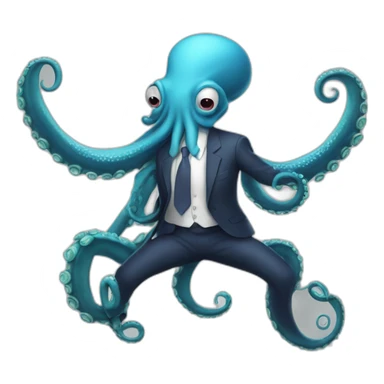 OCTOPUS BUSINESSMAN WITH LOOSE TENTACLES SWINGING sticker