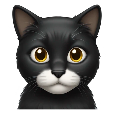black cat long-hair with half white head sticker