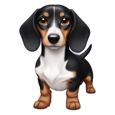 Black white tan piebald dachshund purple bow sticker