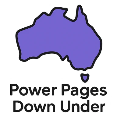 minimalist outlined icon of Australia map with thin lines, text 'Power Pages Down Under' in modern sans-serif font, color palette #403DAD, vibrant purple, #fff7ad accents, no extra icons or overlays sticker